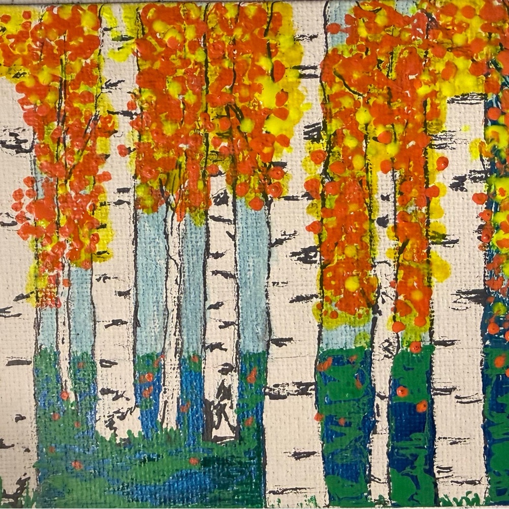 Vibrant Autumn Birch Tree Canvas Art
